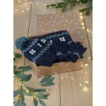 Coffret noël flocon garçon bonnet + snood + gants / mitaines marine Coffret noël flocon garçon bonnet + snood + gants / mitaines marine