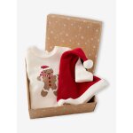 Coffret no�l naissance avec bonnet b�b� �cru