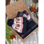 Coffret de nol renne bb garon ensemble bonnet + snood + moufles marine