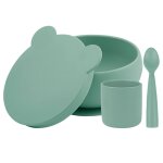 Coffret mes premiers repas bol cuillère gobelet vert amande Coffret mes premiers repas bol cuillère gobelet vert amande