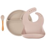 Coffret repas comme un grand assiette cuillre bavoir nude