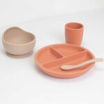 Coffret repas en silicone pour b�b� - 4 pi�ces orange