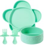 Coffret repas en silicone ventouse 4 pices vert