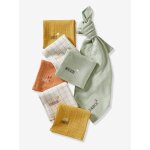 Coffret semainier de 7 langes en gaze de coton bio * blanc / multicolore