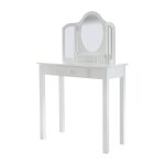 Coiffeuse enfant avec 3 miroirs et tabouret avec rangement blanc
