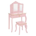 Coiffeuse et tabouret enfant - sissi rose antique