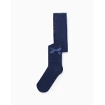 Collant en coton avec noeud satin bleu fonc