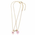 Collier d'amiti bff duo papillon & arc - en - ciel rose