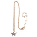 Collier papillon en strass rose