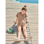 Combi short fille twill coton beige