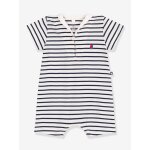 Combicourte b�b� � col vareuse en coton ray� marine
