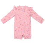 Combinaison de bain manches longues rose