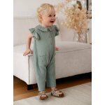Combinaison b�b� fille en gaze de coton manches courtes � volants vert sauge