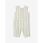 Combinaison b�b� gaze de coton ray�e ray� vert