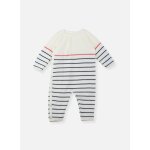 Combinaison b�b� marini�re ecru ray� marine + coquelicot