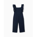 Combinaison en coton � broderie anglaise et volants bleu fonc�
