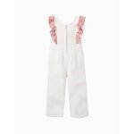 Combinaison en coton � jambes larges et volants beige clair