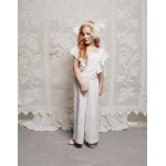 Combinaison en coton � manches volant�es et ceinture blanc