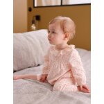 Combinaison en gaze de coton doubl� b�b� rose p�le