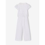 Combinaison pantalon fille en broderie anglaise blanc