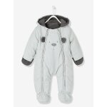 Combinaison - pilote b�b� motif frimousse doubl�e et ouatin�e gris clair