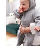 Combipilote bébé en drap de laine ouverture décalée gris chiné Combipilote bébé en drap de laine ouverture décalée gris chiné