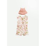 Combishort bébé + chapeau en gaze de coton mindanao rose Combishort bébé + chapeau en gaze de coton mindanao rose