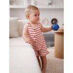 Combishort bb fille jersey effet tricot ray rouge