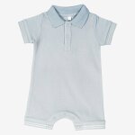 Combishort bb en maille pique bleu