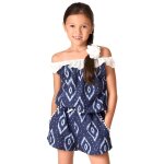 Combishort � col �lastique lolita bleu marine blanc