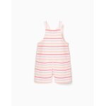 Combishort en coton � rayures avec poches avant blanc