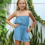 Combishort �t� fleuri effet soie athena bleu vert