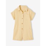 Combishort en gaze de coton fille jaune pastel