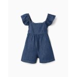 Combishort en jean avec manches � volants bleu fonc�
