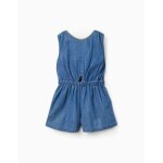 Combishort en jean avec taille �lastiqu�e et d�coupe bleu