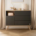 Commode 1 porte 3 tiroirs - boreale gris