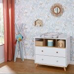 Commode 2 tiroirs bb kombu blanc et bois