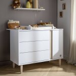 Commode 3 tiroirs et 1 porte pieds bois - paloma blanc / marron Commode 3 tiroirs et 1 porte pieds bois - paloma blanc / marron