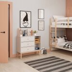 Commode 3 tiroirs et 2 niches - gamme simon white