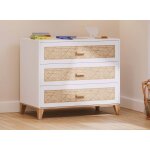 Commode 3 tiroirs cannage rotin nami blanc
