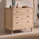 Commode 3 tiroirs en chêne massif romane bois naturel Commode 3 tiroirs en chêne massif romane bois naturel