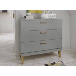 Commode 3 tiroirs dream gris & chne