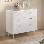 Commode 3 tiroirs en h�tre massif aubane blanc