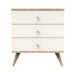 Commode 3 tiroirs avec pieds bois - camille vanille