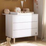 Commode 3 tiroirs pieds bois - paloma blanc / marron