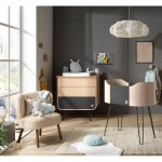 Commode 3 tiroirs pieds m�tal - bambin marron / gris