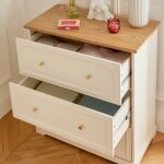 Commode 3 tiroirs plateau placage fr�ne - mohea ivoire