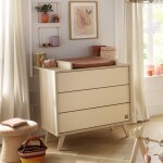 Commode 3 tiroirs sur pieds bois obliques - melinee marron / beige