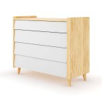 Commode 4 tiroirs bois massif peter bois et blanc Commode 4 tiroirs bois massif peter bois et blanc