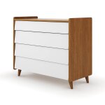 Commode 4 tiroirs bois massif peter noisette et blanc Commode 4 tiroirs bois massif peter noisette et blanc